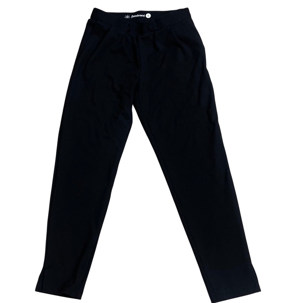 Betabrand Dress Pant Yoga Pants Womens Small Black Tapered Leg Pleated Sz small